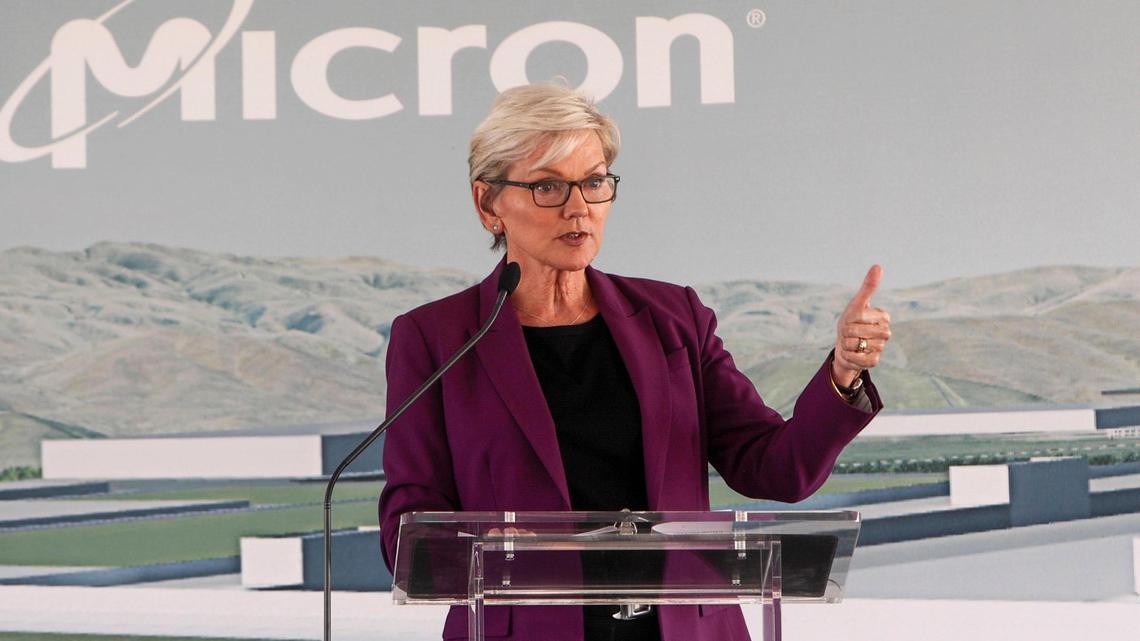 Secretary of Energy Jennifer M. Granholm speaks to the need for more U.S.-based microchip manufacturing and high-tech development.