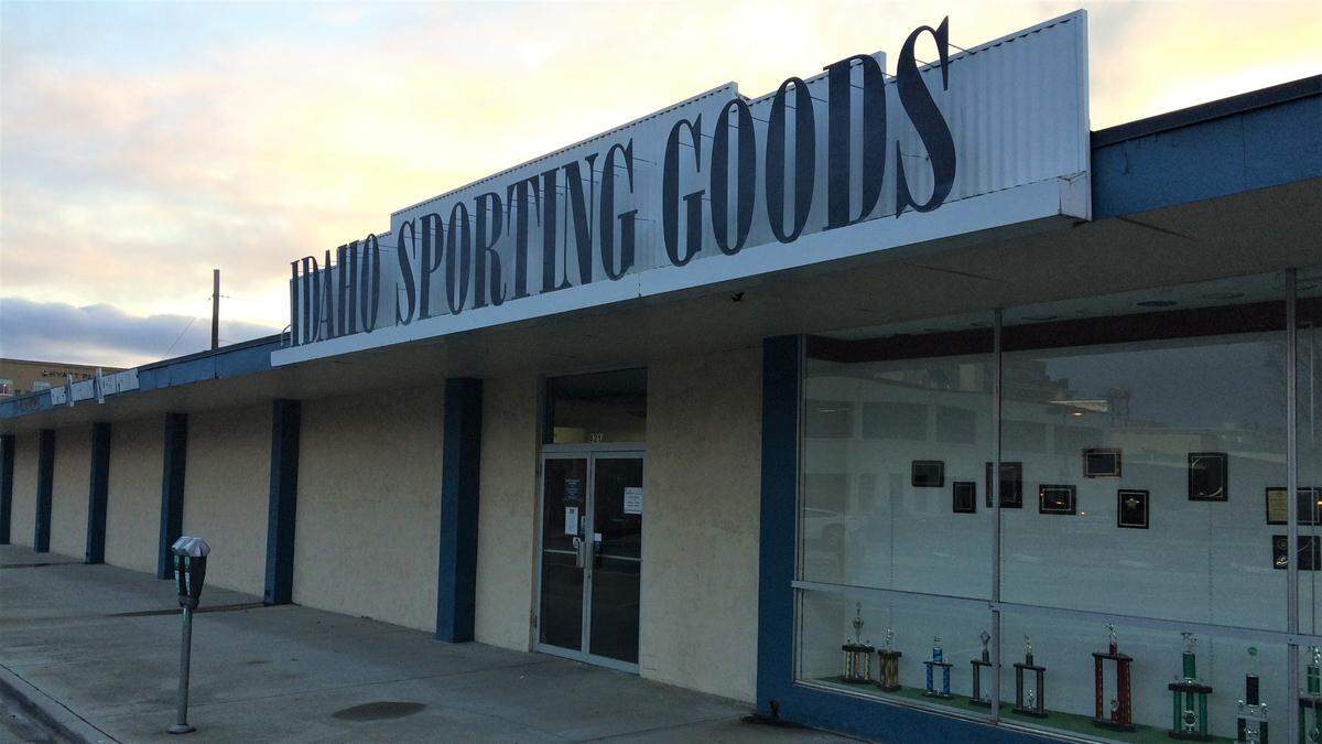 The Idaho Sporting Goods store, pictured here sitting vacant in 2021 after CCDC bought it, supplied generations of families with uniforms and other athletic gear