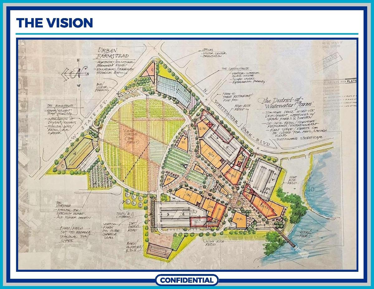 Ball Ventures Ahlquist and Alscott Real Estate offered $42.7 million for the 44-acre site of the former Idaho Transportation Department and proposed building an urban farm, green spaces and high rises with residential and office units.