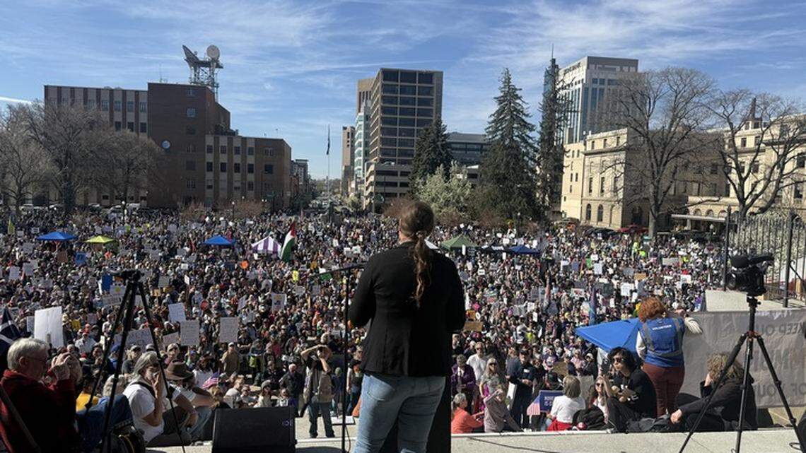 Protesters decry Idaho’s transgender ‘bathroom bill’ at No Kings rally