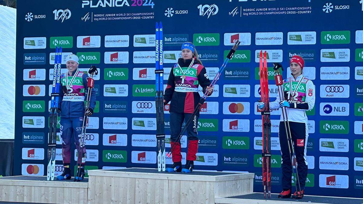 Boise High senior Sammy Smith, left, finished second in the skate sprint at the FIS Ski Junior World Championships on Monday in Slovenia, becoming just the second American woman to win a silver medal at the Junior World Championship.