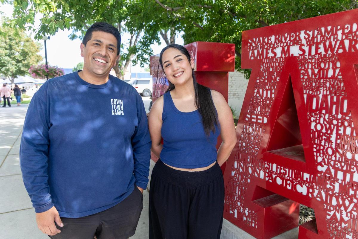 Oscar Diaz, Downtown Nampa Association event coordinator, and Aileen Arredondo, co-founder of 208 Night Market, helped put together the inaugural Viva Nampa Festival at Lloyd Square Park in downtown Nampa, Friday, June 27, 2025.