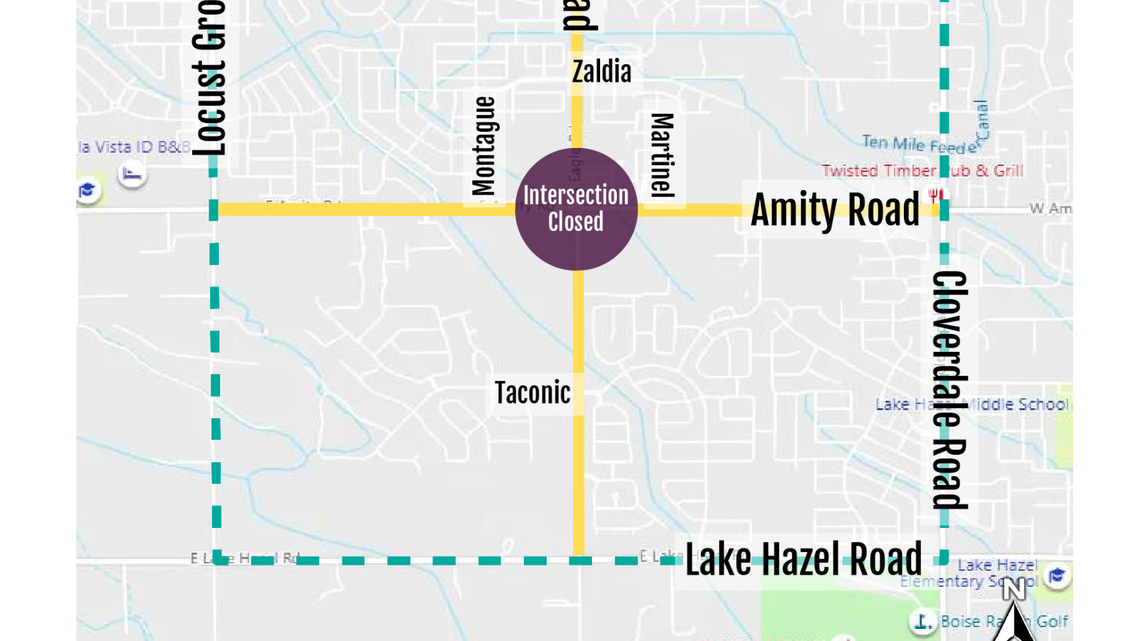 The Meridian intersection will close on Monday, May 10, until August while the roundabout is expanded.