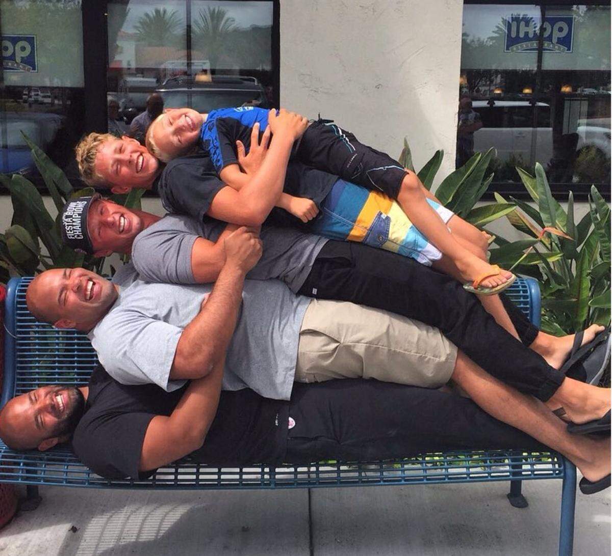 Boise State linebacker Riley Whimpey is the middle child in his family, literally. He’s picture here with older twin brothers Kevin and Kyle, and younger brothers Curtis and Chase.