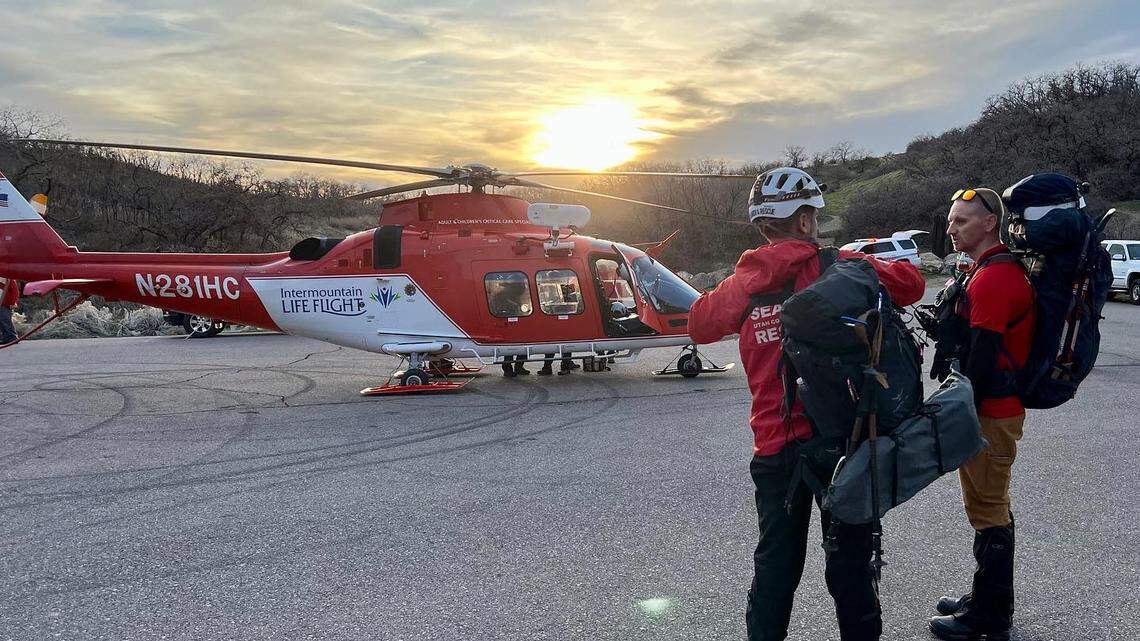 Hikers with a 10-month-old baby were rescued by Life Flight near Big Baldy in Utah.
