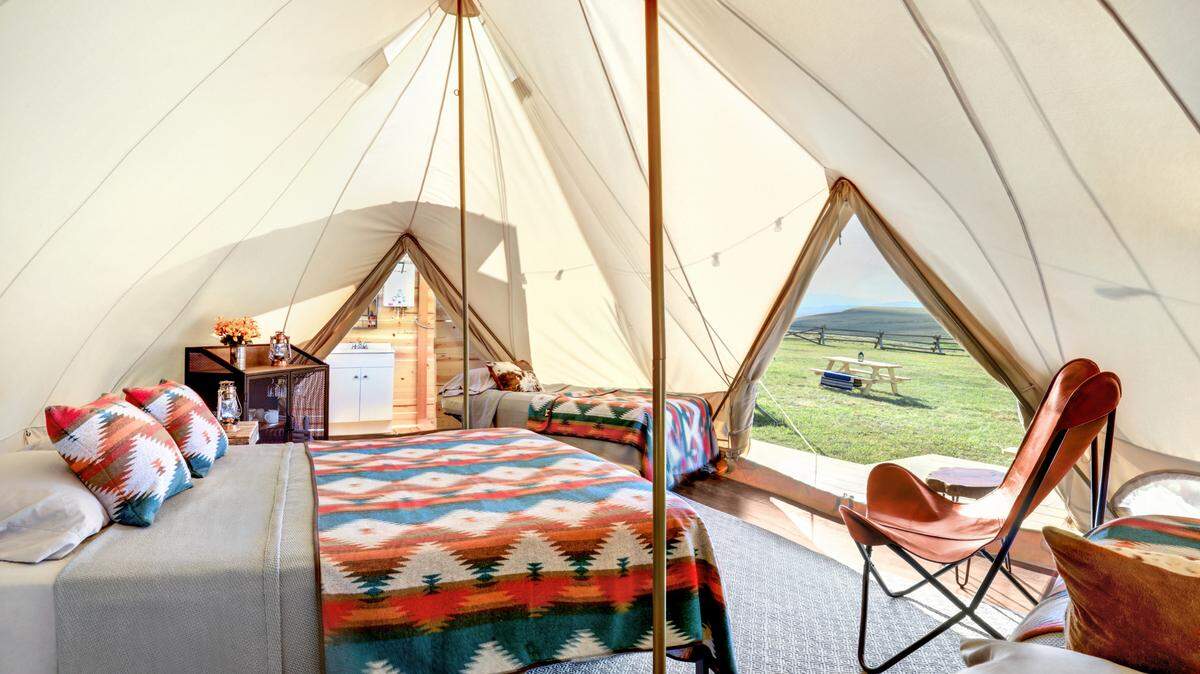 “Glamping” tents at Sawtooth Winery will let guests stay overnight to enjoy wine tasting and the surrounding Snake River Valley.