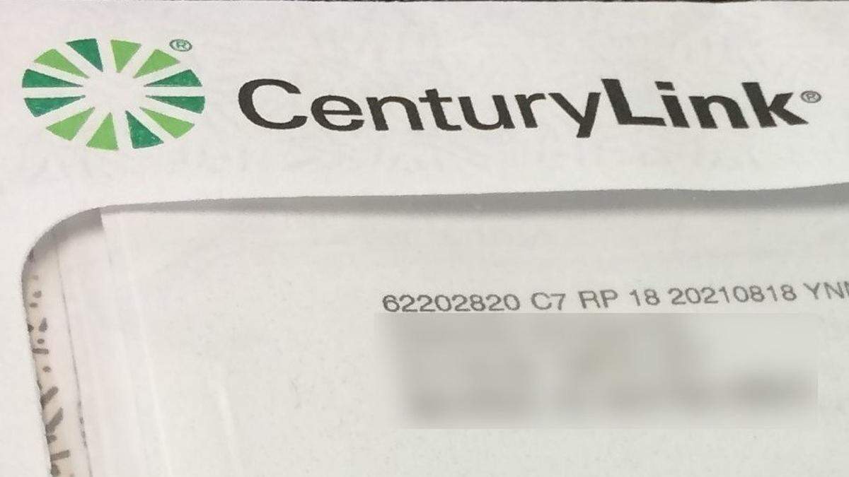 A CenturyLink bill envelope. The company provides internet and landline phone service in the Boise area.