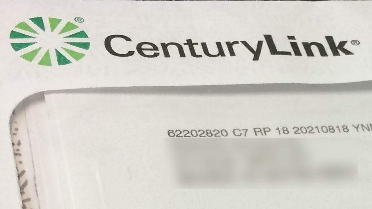 A CenturyLink bill envelope. The company provides internet and landline phone service in the Boise area.