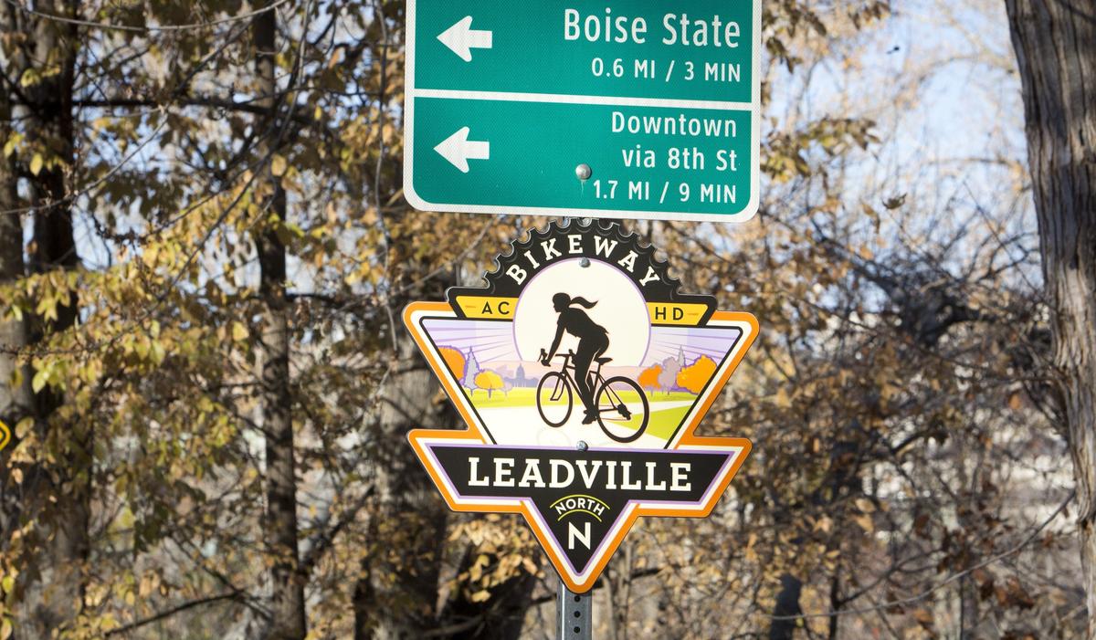 ACHD wants to make a north-south bikeway on 11th Street, similar to one recently completed on Leadville Avenue, which connects to the Greenbelt. Special signs like this brand the Leadville bikeway.