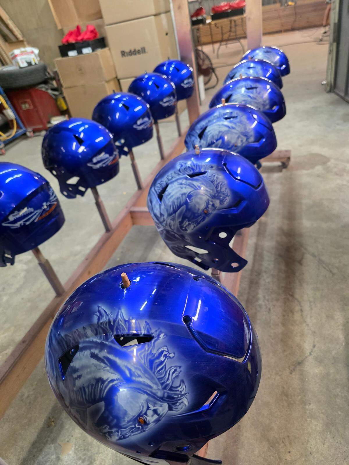 The Bronco painted on the side of the helmet is incredibly similar to a Bronco that Villareal painted on the side of his father-in-law’s Mustang Mach 1 in the 2000s, he said.