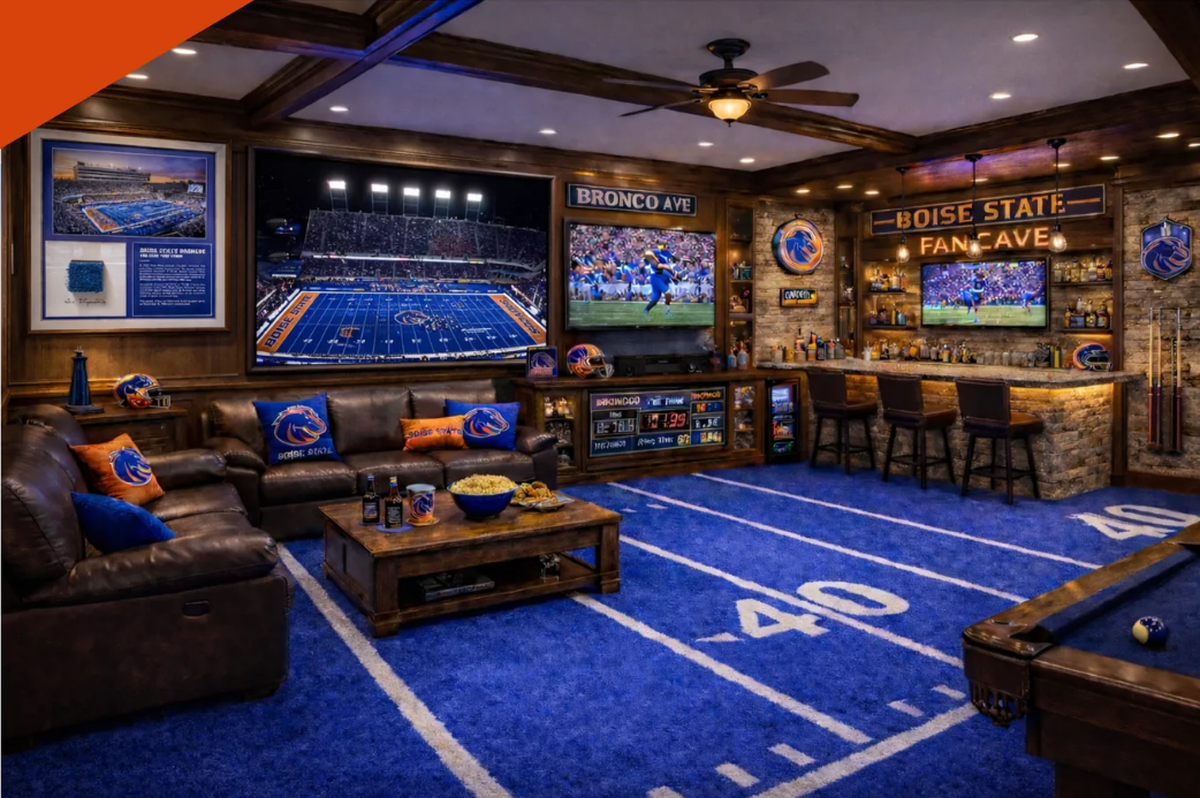 A mock-up of what the “blue turf fan cave” could look like on CollectBSU.com’s auction page.