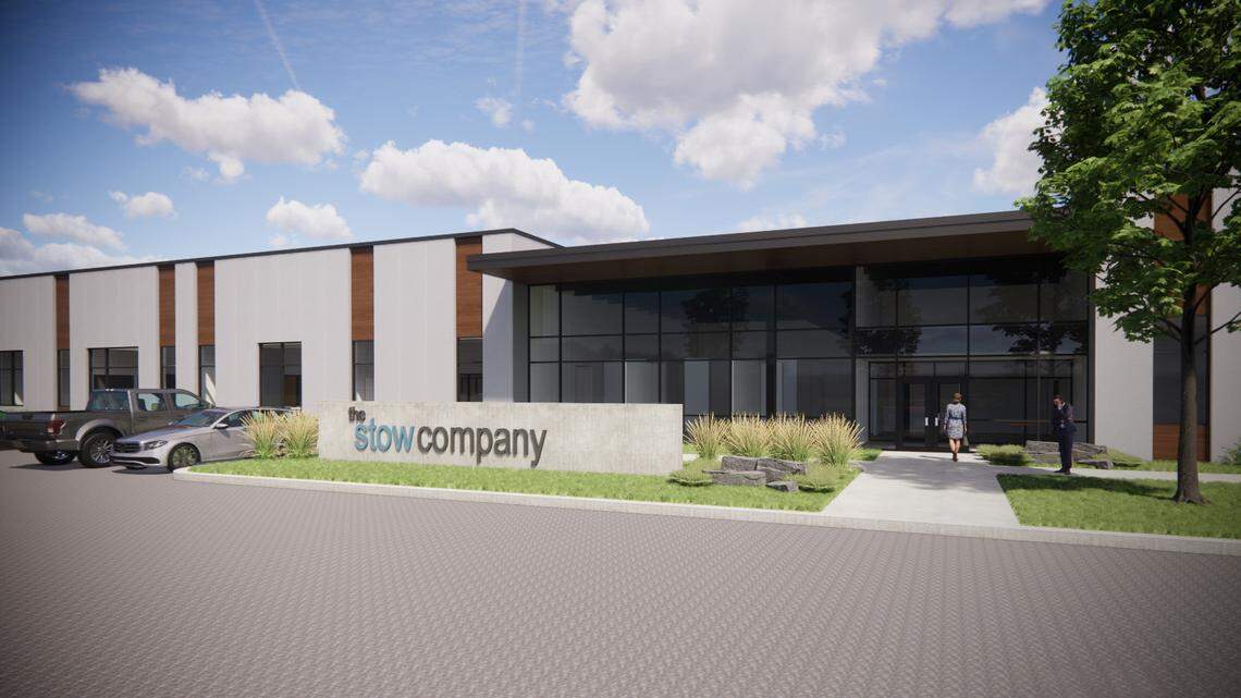 Stow’s products are marketed under the Inspired Closets, ORG Home, Gorgeous Garage, EasyClosets, EasyGarage, and Easy Track brand names. This is an architect’s rendering of its planned Nampa manufacturing building.
