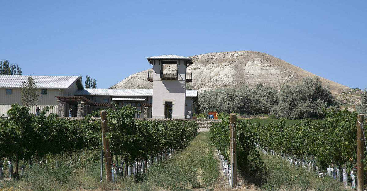 Picture of the exterior of the new tasting room at Koenig Vineyards in Caldwell.