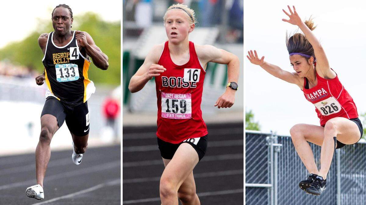 From left, Bishop Kelly’s James Onanubosi, Boise’s Sammy Smith and Nampa’s Danika Hartman are among the handful of top Treasure Valley track and field athletes to watch this spring.