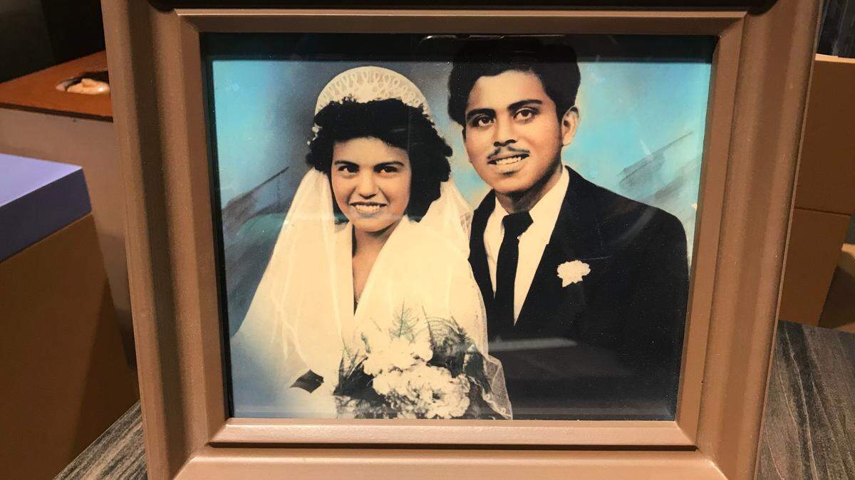 A photo of Jesse and Maria Berain on display at the Idaho State Museum. Jesse, one of the first Hispanic lawmakers in Idaho, died Saturday at the age of 92.