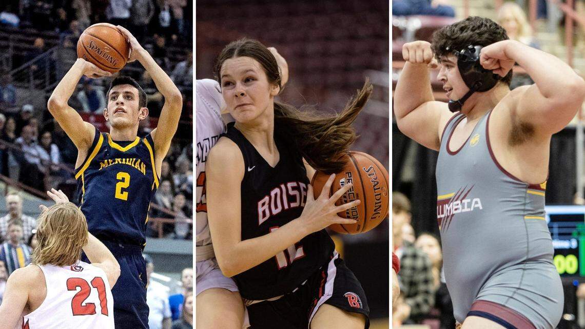 From left to right, Meridian’s Ethan Pearce, Boise’s Alison Turcke and Columbia’s Nico Rodriguez all made their league’s academic all-conference team this winter.