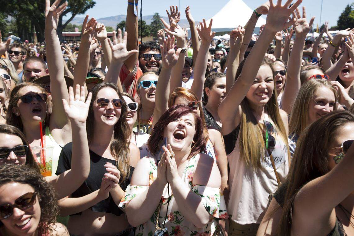 Fans cheer in delight as headliner and pop singer Andy Grammer takes the stage at Boise Music Festival. The festival featured a lineup of diverse main-stage acts plus nearly 50 local acts on five local stages - and tons of food and drinks.