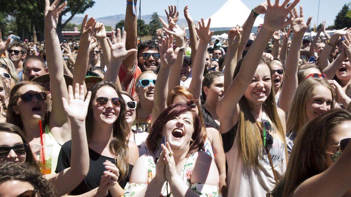 Fans cheer in delight as headliner and pop singer Andy Grammer takes the stage at Boise Music Festival. The festival featured a lineup of diverse main-stage acts plus nearly 50 local acts on five local stages - and tons of food and drinks.