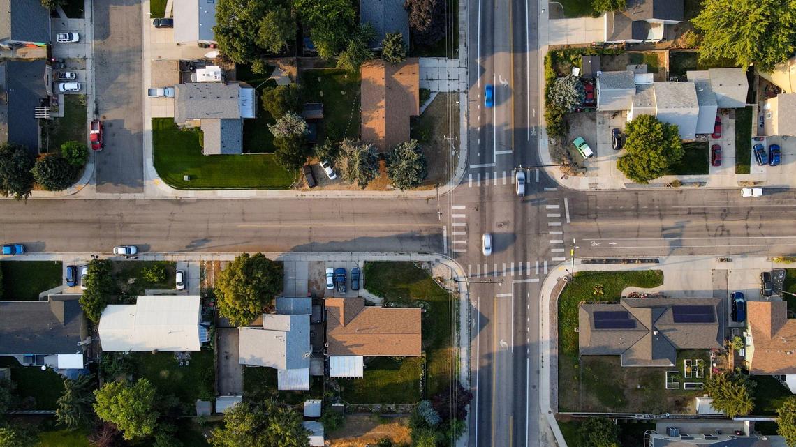 The first plan would see a single-lane roundabout at Chateau Drive, pictured here, and a second one at Sandalwood Drive further south.