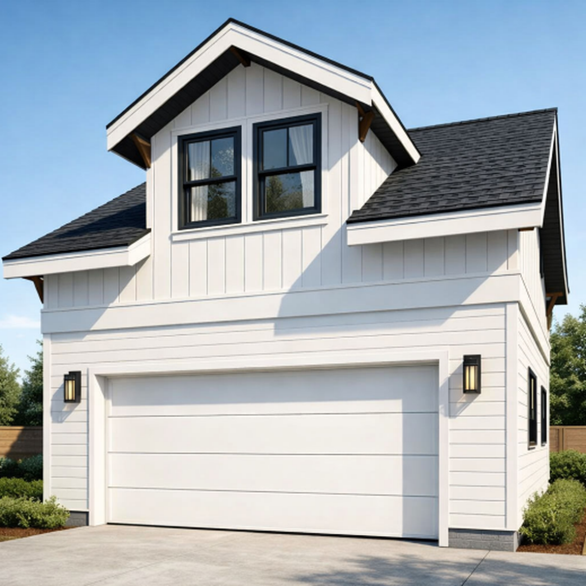 The Osprey is one of two large designs that incorporates a garage. It can also be mirrored to fit space. 