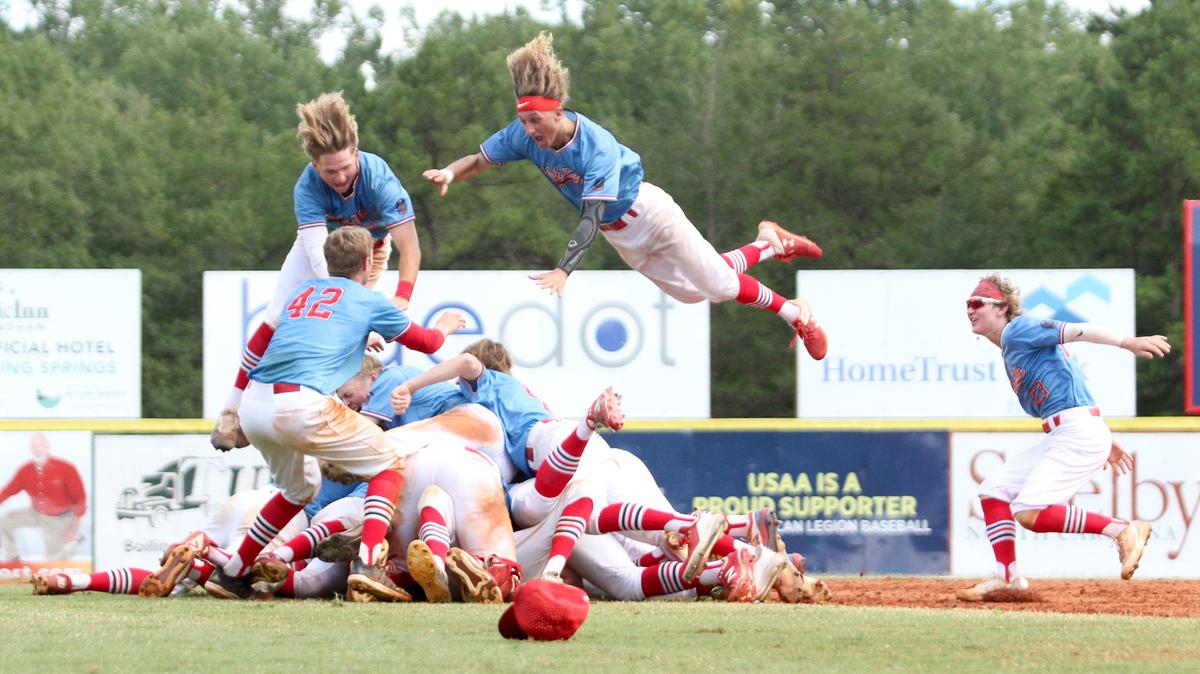 The Idaho Falls Bandits celebrate after repeating as the American Legion World Series champions on Wednesday in Shelby, North Carolina. The Bandits beat Hawaii’s Team Central 6-1 in the finals.