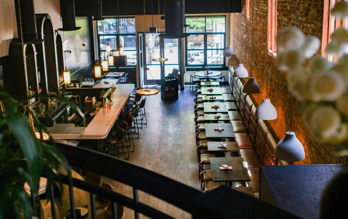 A restaurant with a full bar, Rustica offers two levels of dining.