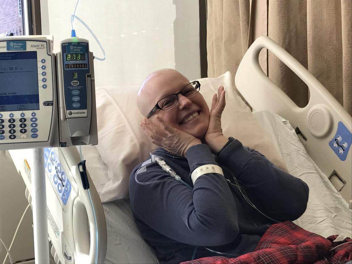 Sam Harrison makes the best of hospital time in early March 2019. “I could get lost in the desert by myself and still find a way to have fun,” she said.