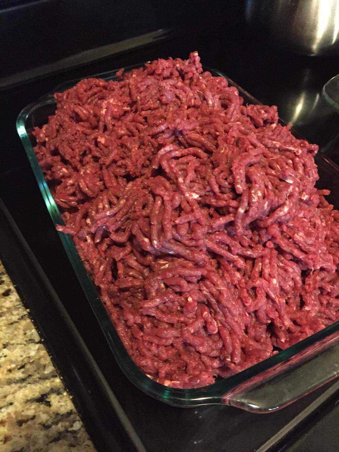 Jessica Mundall made this ground venison from a roadkill mule deer. Mundall harvests meat, pelts and other items from animals killed by vehicles.