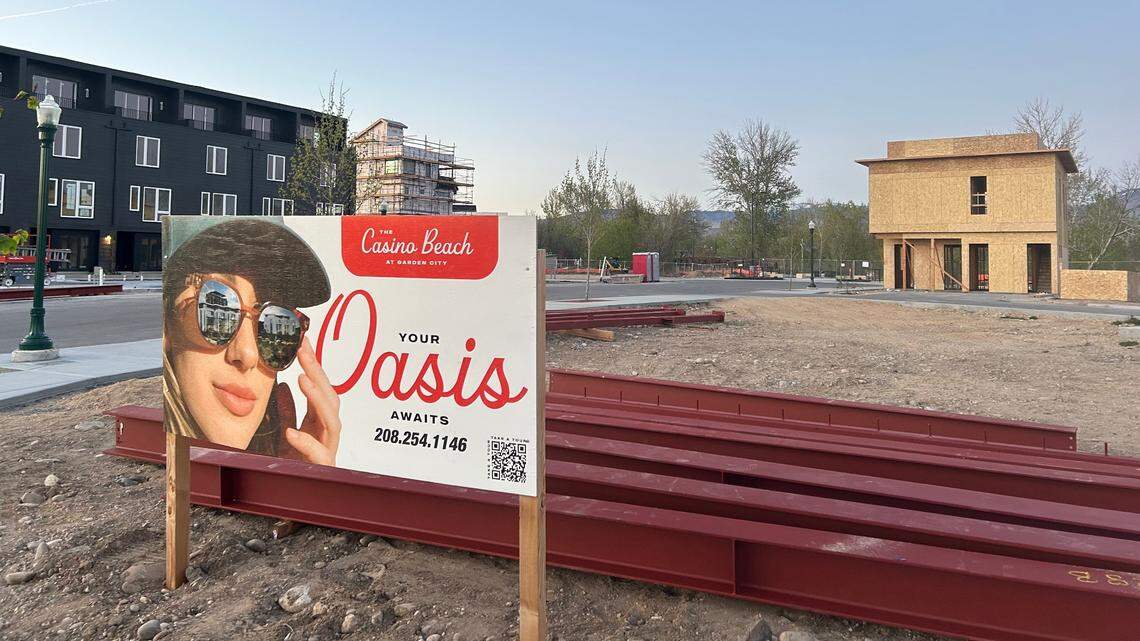 Construction materials sit on the site of the future home of Casino Beach.