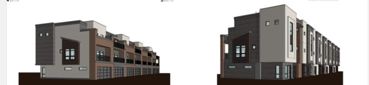 The Fairview Row Townhomes will be 2,067 square feet each, with balconies and two car garages.
