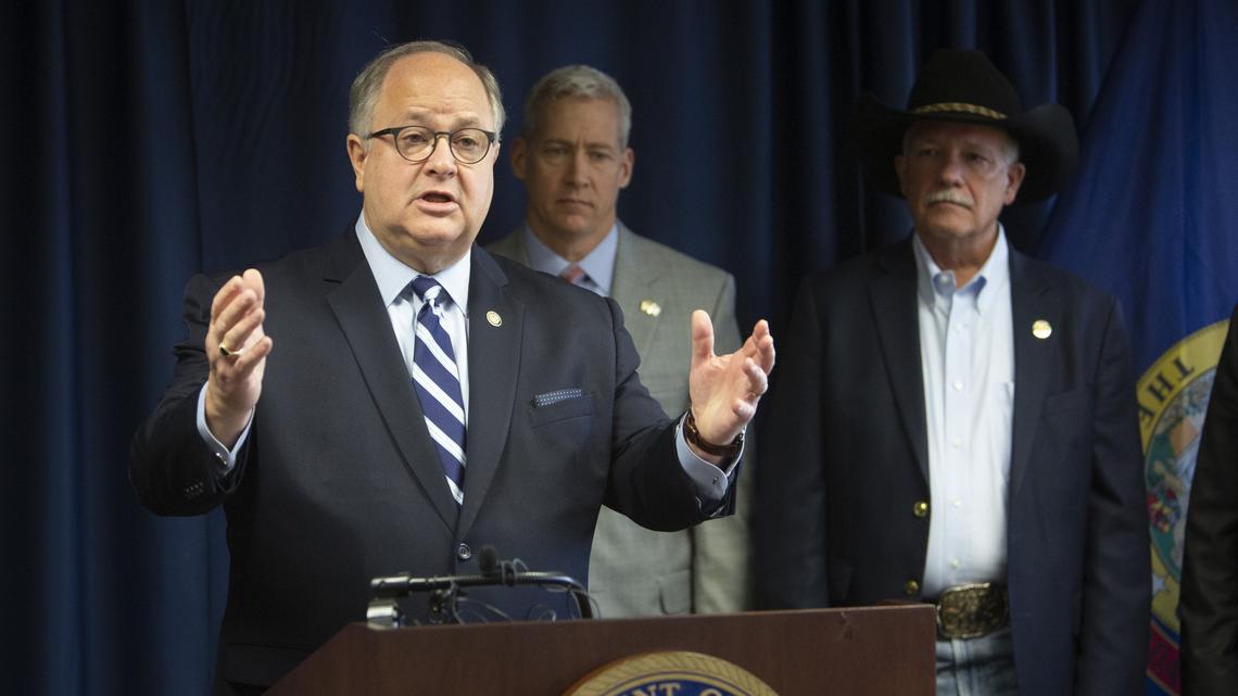 Idaho U.S. Attorney Bart Davis, here announcing the November 2019 indictment of 15 gang members on drug trafficking and firearms charges, served in the post for 3 1/2 years..
