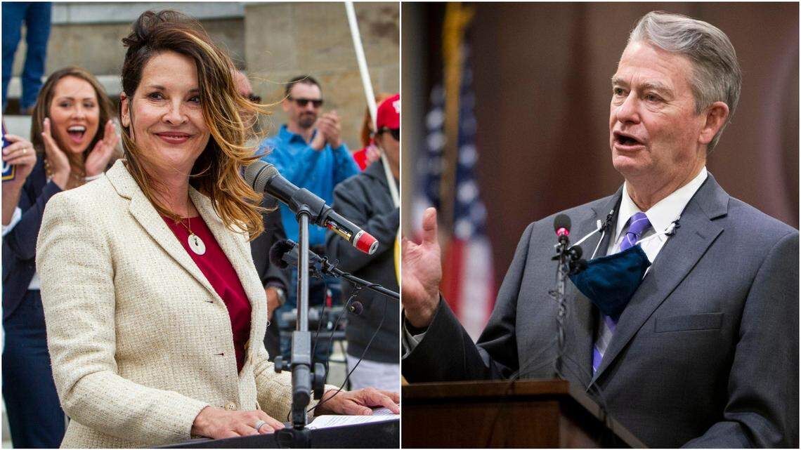 Idaho Lt. Gov. Janice McGeachin, left, and Gov. Brad Little both visited with former President Donald Trump last week in Florida. (File photos Darin Oswald/Idaho Statesman)