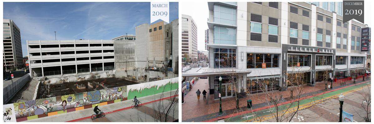 For years, the undeveloped area at 8th and Main streets was known as “The Hole.” It later became the site of the Zions Bank building, which is the tallest building in the state.