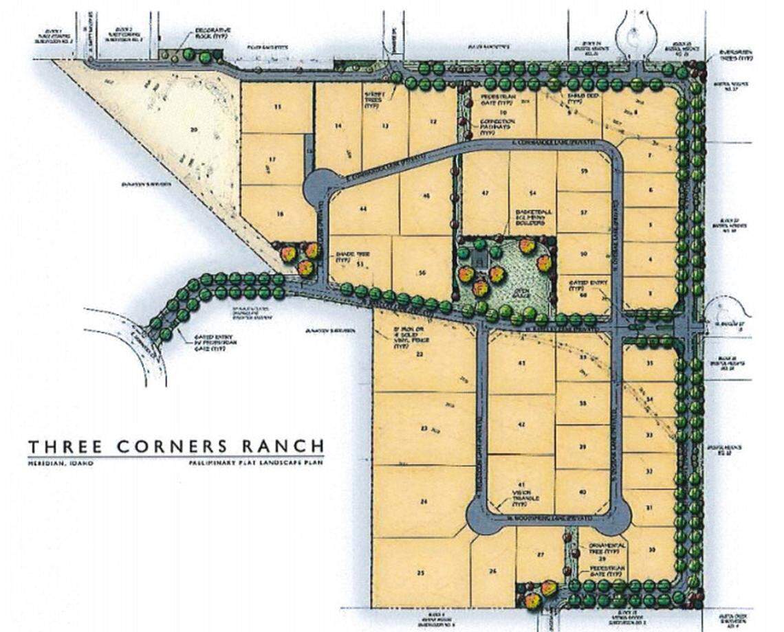 The proposed Three Corners Ranch subdivision south of Chinden Boulevard and west of Eagle Road.
