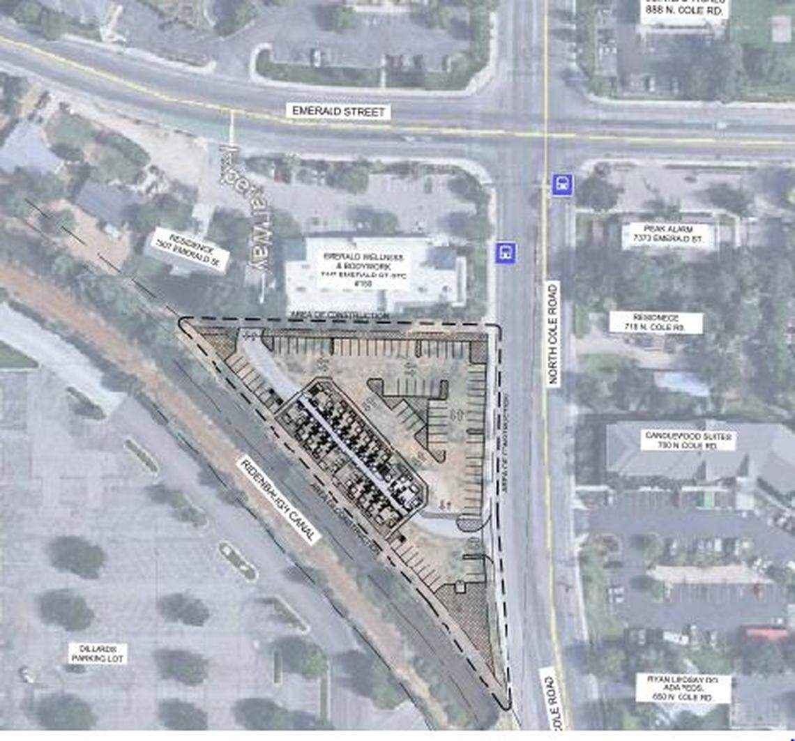 The Cole Road Apartments are planned just south of Emerald Street on a parcel next to the east boundary of the Boise Towne Square mall. Seventy-one apartments would be built next to the Ridenbaugh Canal.