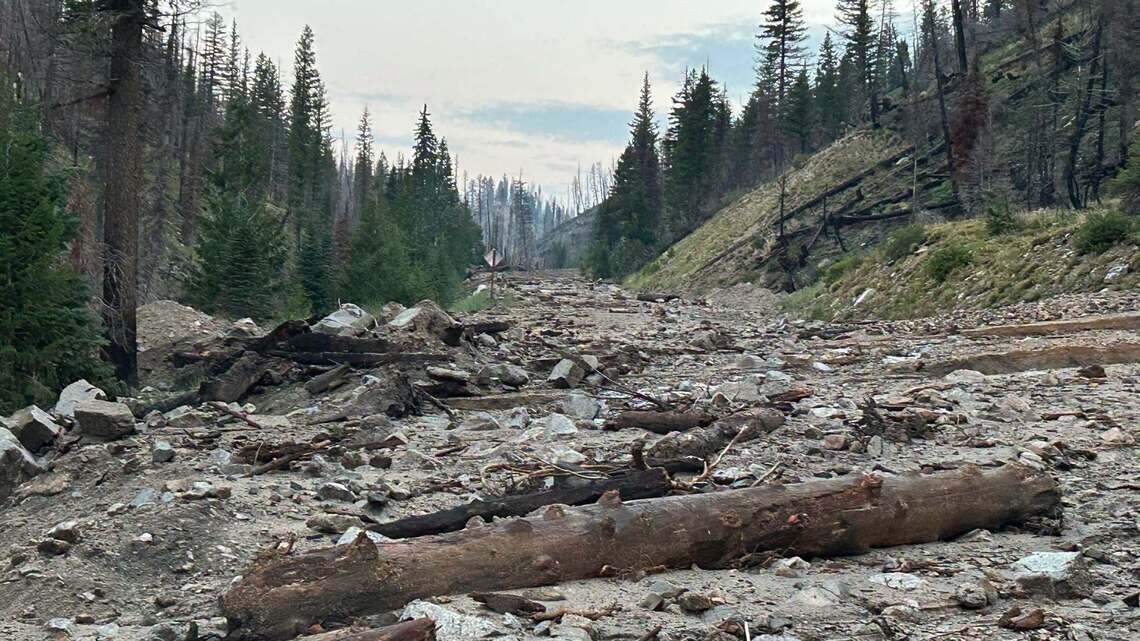 Mudslide on Highway 21 forces closure near Stanley. It could last a week