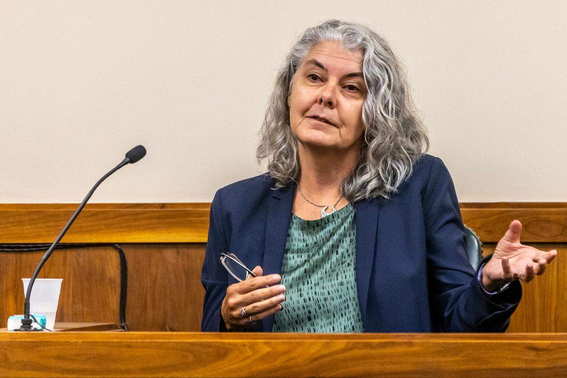 Bicka Barlow, a San Francisco-based attorney, testified on behalf of the defense during a hearing for murder suspect Bryan Kohberger in August 2023, at the Latah County Courthouse in Moscow. Now she’s joining Kohberger’s defense team.