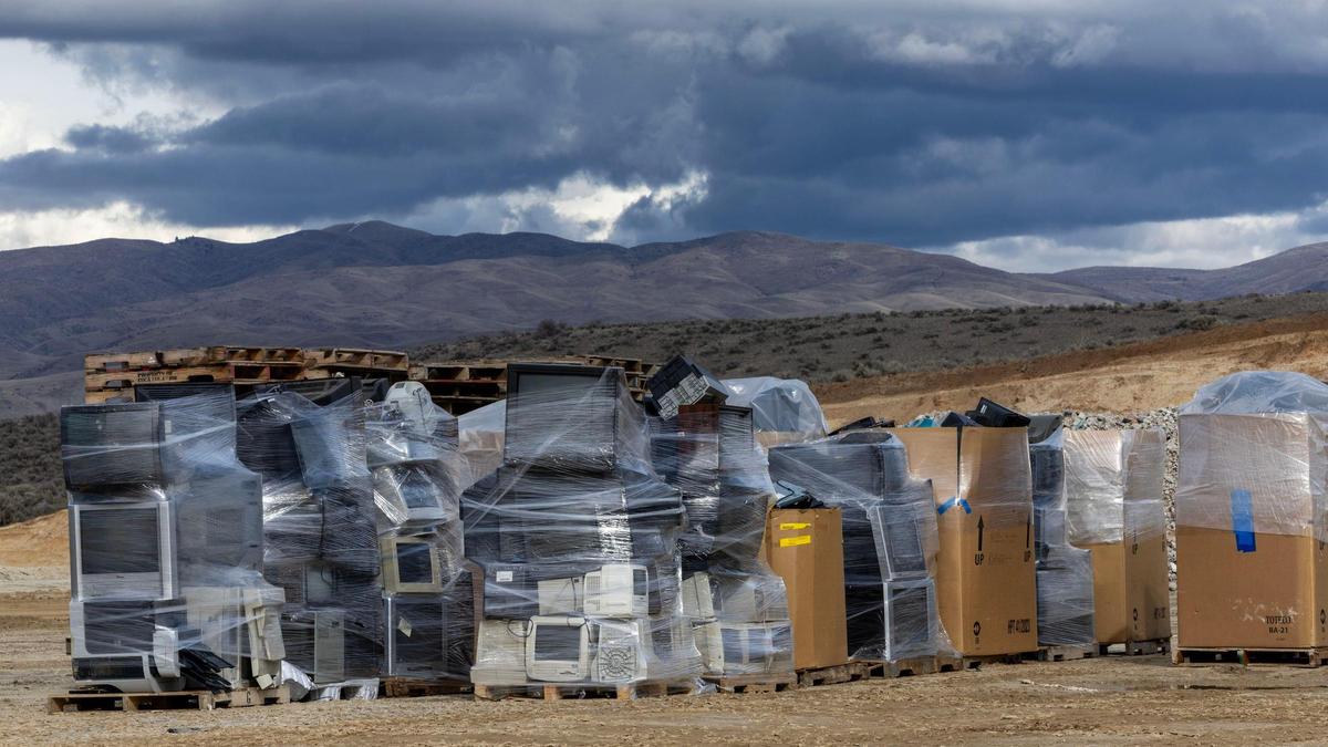 More and more electrionics and home-entertainment devices, like televisions and computers, end up at dedicated drop-off sites like this one at the Ada County Landfill. Officials try to find alternative uses for the materials to keep them out of the landfill.