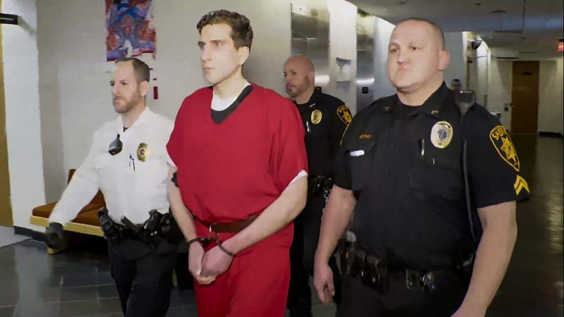 Bryan C. Kohberger is led to a courtroom in Pennsylvania for an extradition hearing to be moved to Idaho as a suspect in the stabbing deaths of four University of Idaho students.