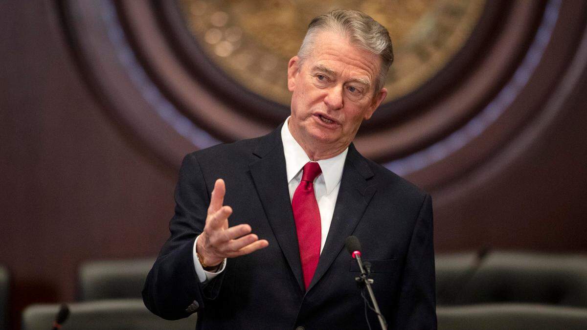 FILE - In this Thursday, Sept. 3, 2020, file photo, Idaho Gov. Brad Little speaks at a news conference at the Statehouse in Boise, Idaho. On Tuesday, April 27, 2021, the Idaho House approved legislation allowing the state to hire private contractors and expand methods to kill wolves roaming Idaho, a measure that could cut the wolf population by 90%. The agriculture industry-backed bill now goes to Little, after passing the Senate the week before. (Darin Oswald/Idaho Statesman via AP, File)