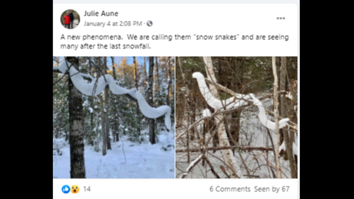 Julie Aune posted these photos Jan. 4 on a Facebook group for Kjostad Lake in Minnesota.