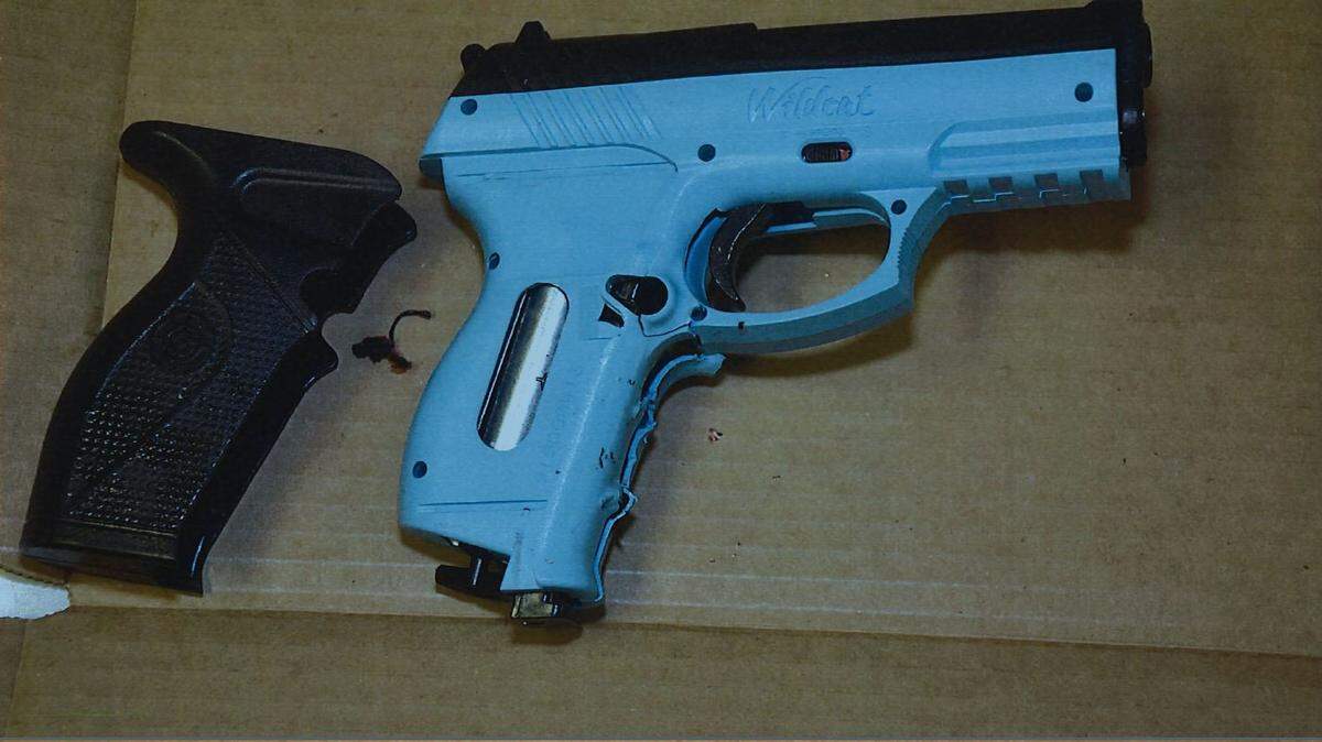 Investigators said Thursday that the 33-year-old woman shot and killed by police on Sunday was carrying a BB gun, shown here, that looked similar to a 9 mm handgun. Amber Lea Dewitt, of Caldwell, died of multiple gunshot wounds.