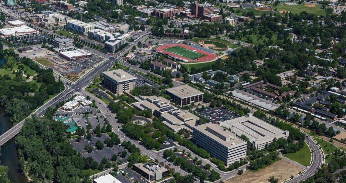 St. Luke’s Health System, the new owner of the Washington Group Plaza (at center), has installed a telemedicine center inside one of its buildings.