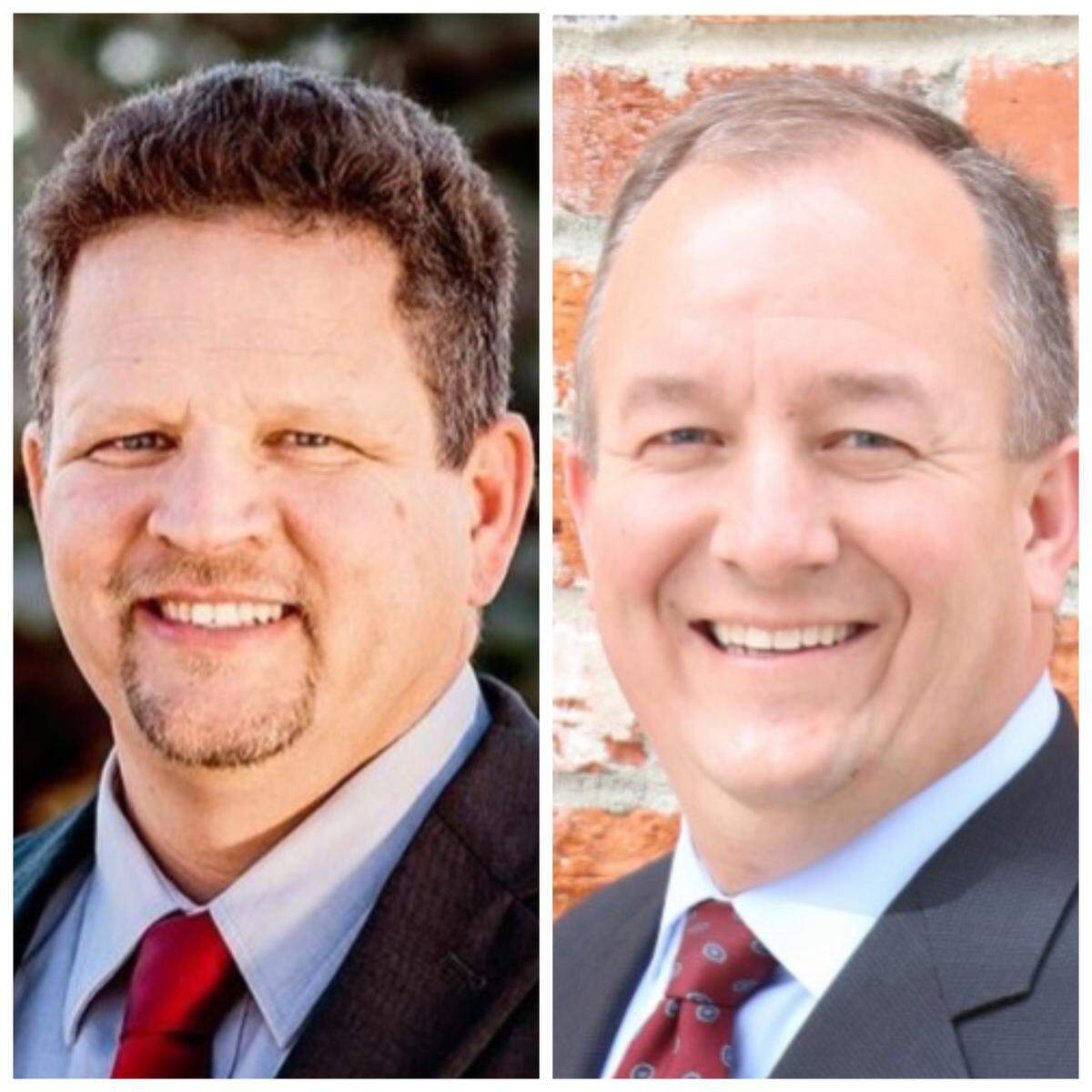 Eagle Mayor Jason Pierce, left, will receive a 21% raise next year. Meridian Mayor Robert Simision is expected to receive a 10% raise.