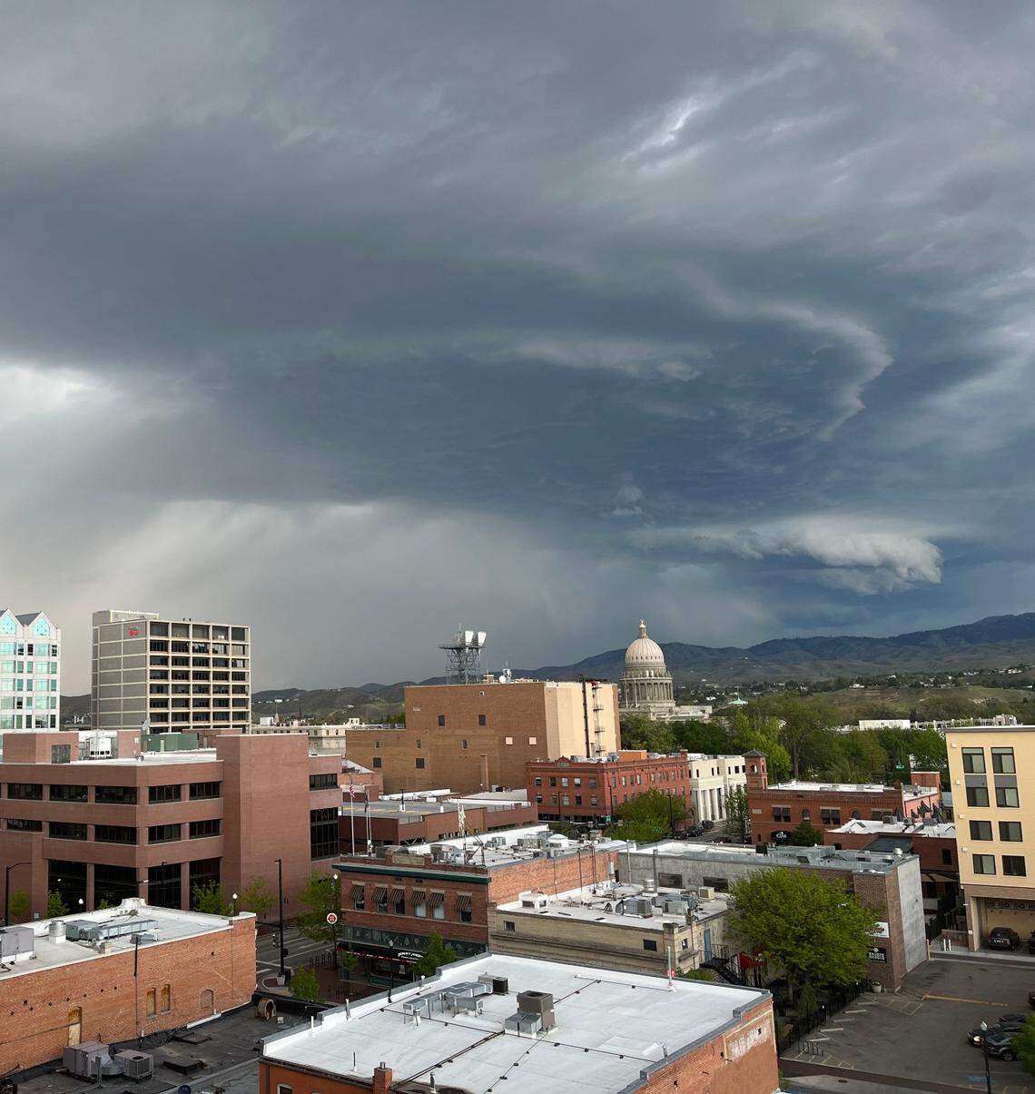 A thunderstorm moves through Boise on May 15, 2022.