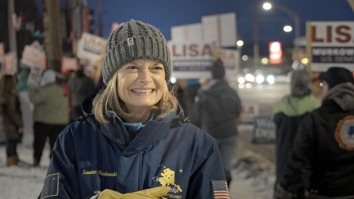 U.S. Sen. Lisa Murkowski, R-Alaska, on the campaign trail in 2022 in this still from the new film, “Majority Rules,” which documents the implementation of open primaries and ranked choice voting in Alaska in 2022.