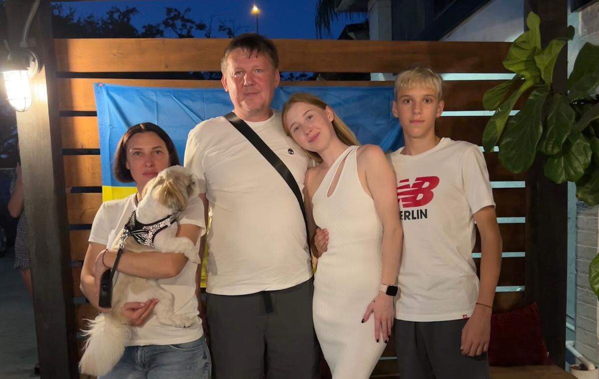 From left, Oksana Nikonova, Borys Nikonov, Kate Nikonova and Egor Nikonov fled their home country of Ukraine, following the Russian invasion and war in 2022. Oksana, Borys and Egor have lived in the United States for the past two years as part of the Uniting for Ukraine program, but their visa has expired with no clear path for renewal by the Trump administration. They are considering self-deporting.