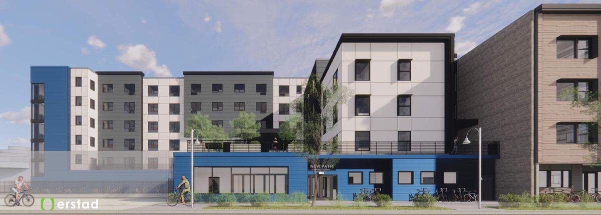 New Path 2, as shown in this rendering, would include 95 affordable units and one two-bedroom unit for the property manager.