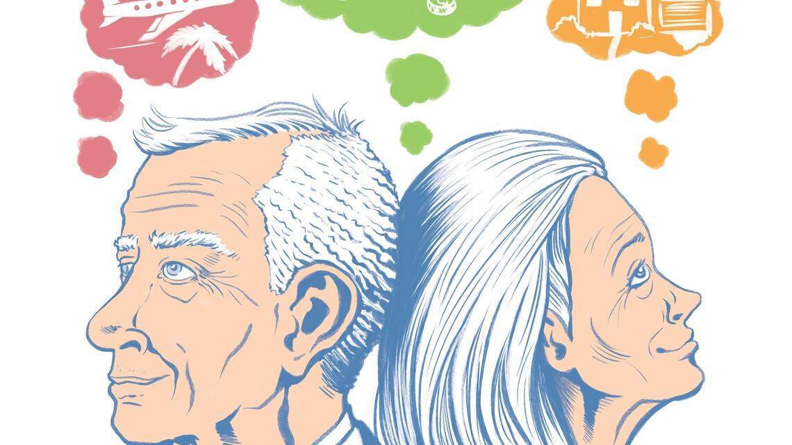 Retirement goals may including saving or spending money, travel, and downsizing. 