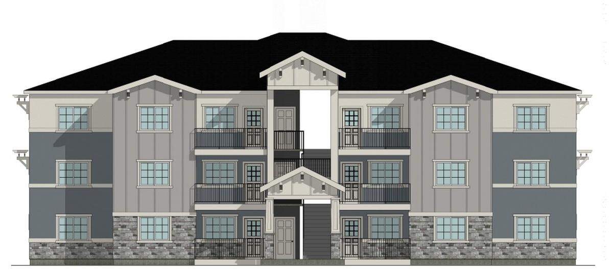 A rendering of a 12-unit building proposed for a 102-unit development at 511 N. Maple Grove Road.